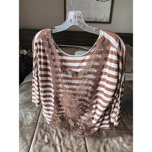 Rewind— Lace Striped Blouse